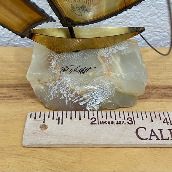 Vintage Demott Signed Brass Sculpture Sailboat Nautical Boat on Marble Base - Picture 9 of 15